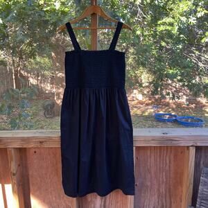 LOFT Women's Navy Smocked Sleeveless Midi Dress Size M